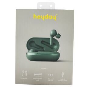 heyday True Wireless Bluetooth Earbuds 5.0 Green Rechargeable in Case New